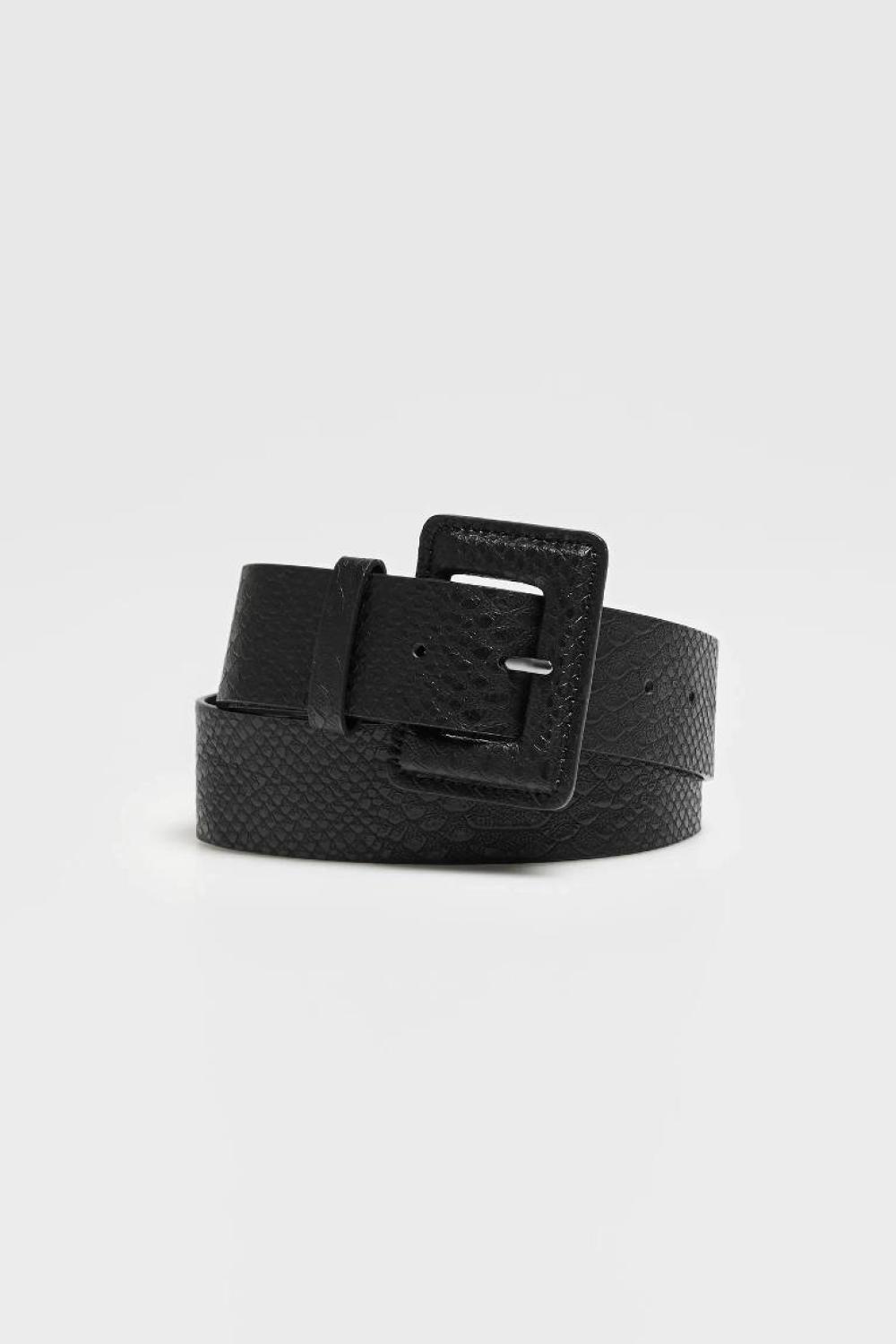 Black wide belt made of eco-leather