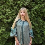Green designer embroidered shirt for women