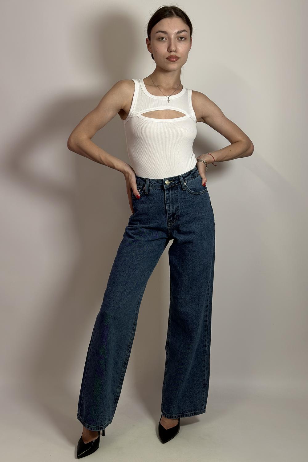 Джинси Wide Leg синього кольору 4003