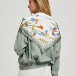 A olive silk scarf with print MOODO
