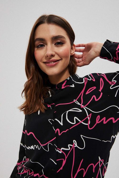 Blouse black in print L-KO-3710 MOODO