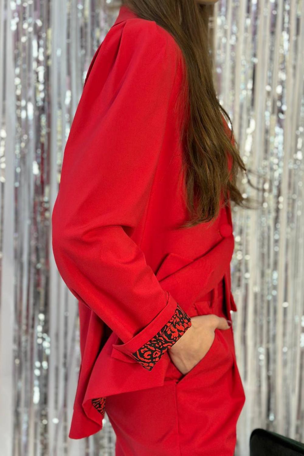 Women's trouser suit classic red. France.