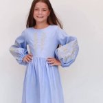 Embroidered dress with spikes for girls