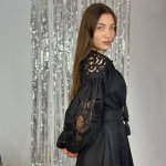 Cукня вишиванка жіноча лляна Рішельє чорна EMBROIDERED GEM