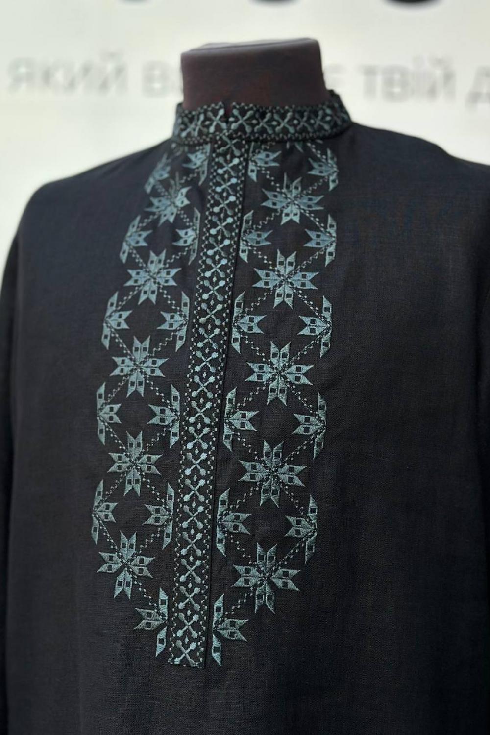 Embroidered shirt for men Ethnic black with khaki EMBROIDERED GEM