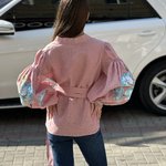 Вишиванка жіноча лляна пудрова EMBROIDERED GEM