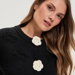 Black cardigan with white flowers Z-SW-4875-L-realise
