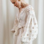 Adele embroidered dress in a soft cream color