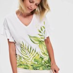 White T-shirt with green print