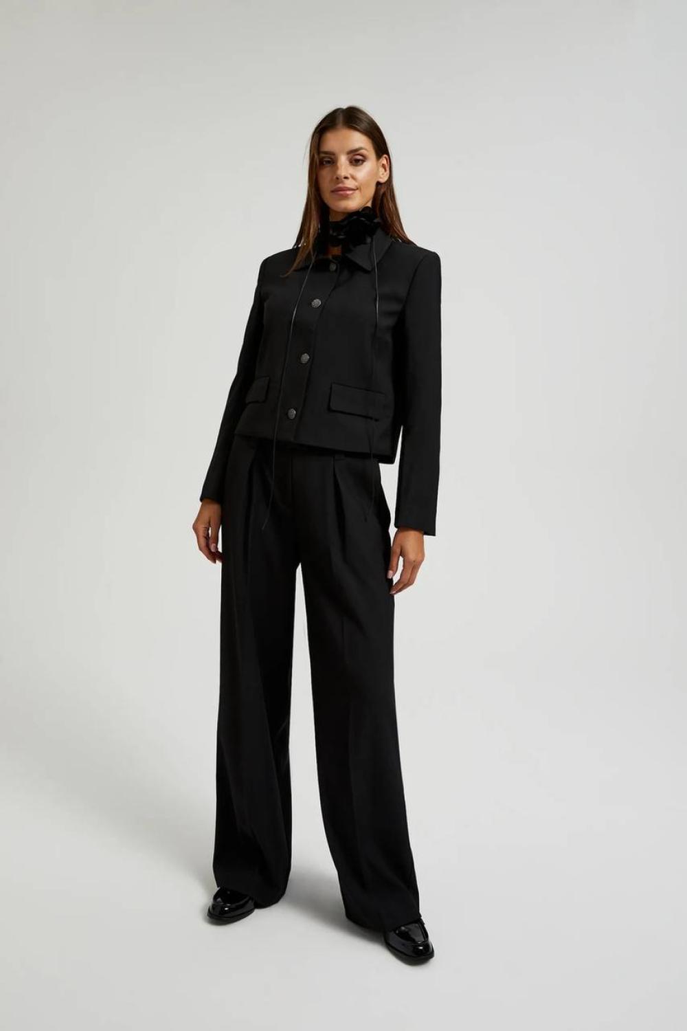 Short black straight-cut jacket L-MR-4600-L-realiz