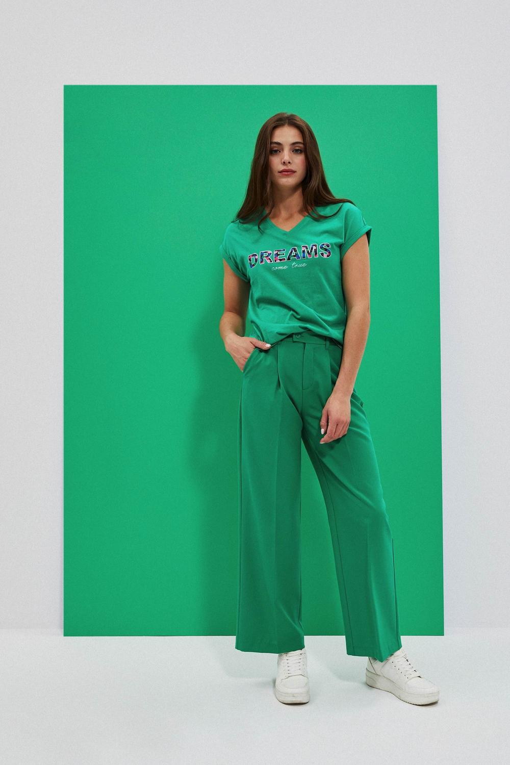 T-shirt green with printed inscription Moodo L-TS-4035