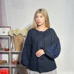 Embroidery for women black with blue pattern designer