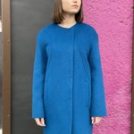 Пальто жіноче демісезонне з вовни синє Mirella moda