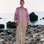 Embroidered gem women's linen pink Petrykivska
