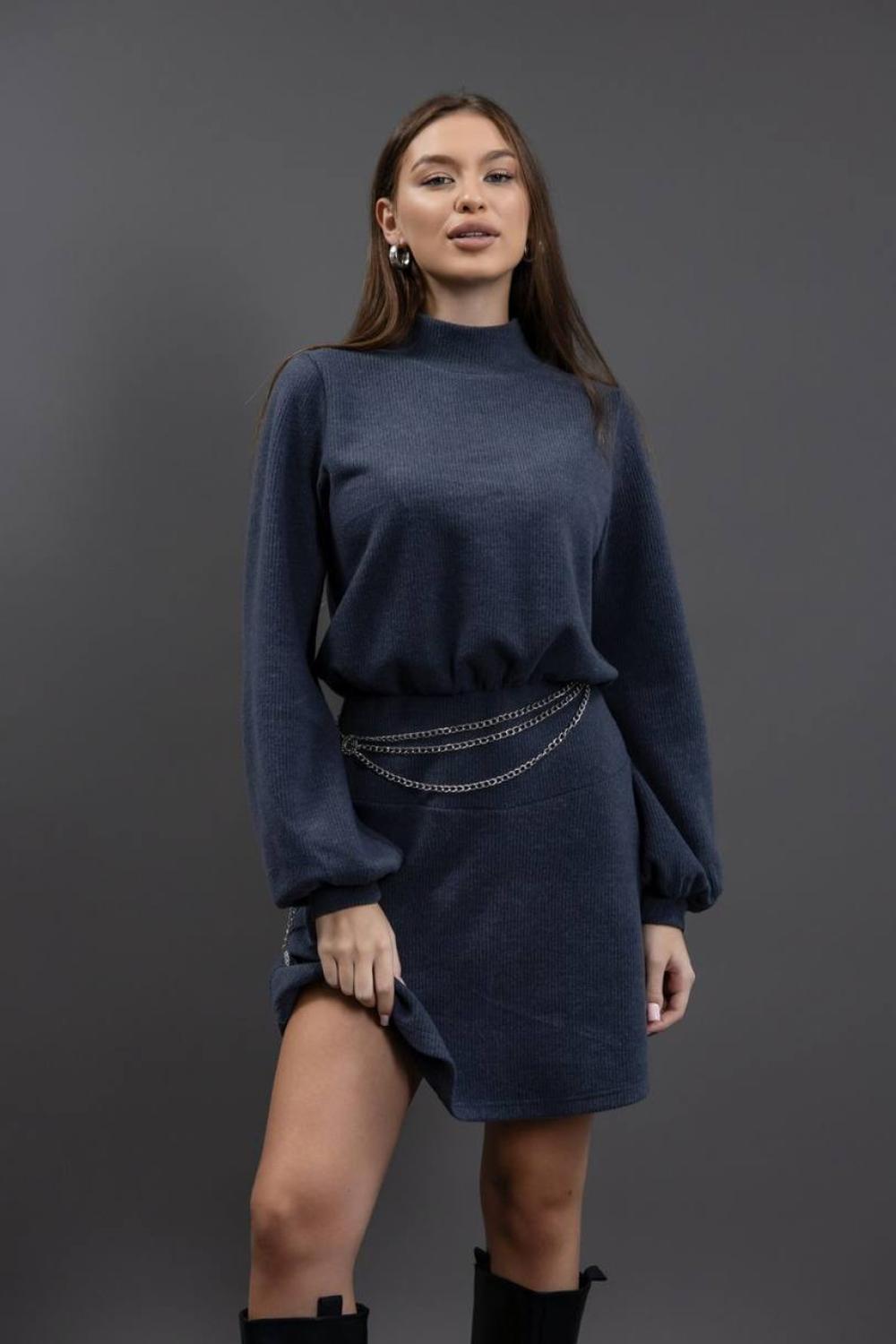 Grey knitted mini dress