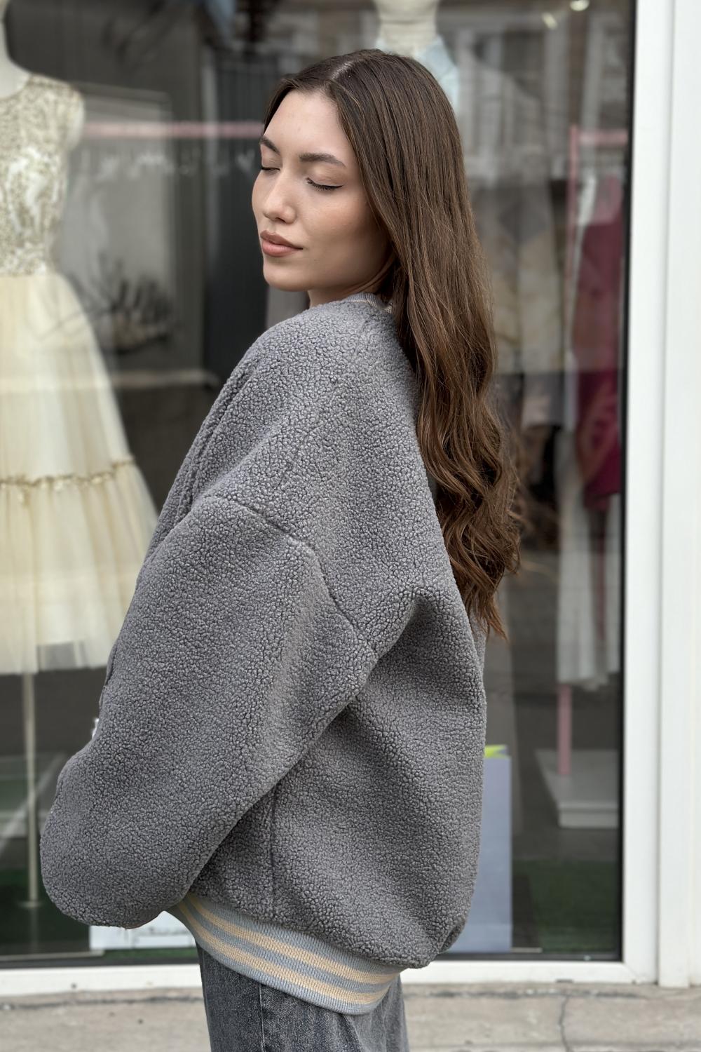 Bomber for women made of artificial fur gray Bamir STIMMA