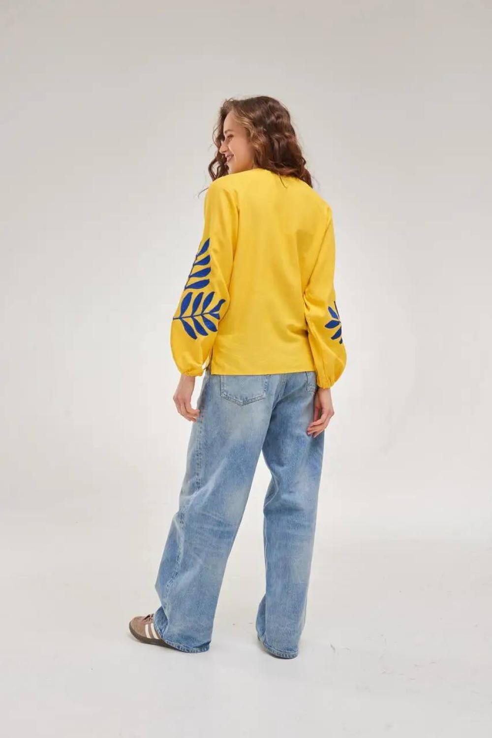 Yellow-blue embroidered Fern MEREZHKA