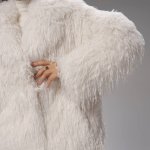 Milk cropped fur coat