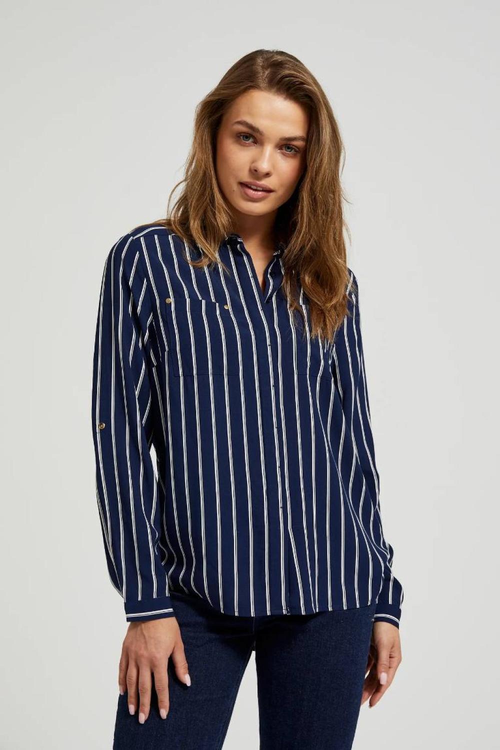 Dark blue striped shirt