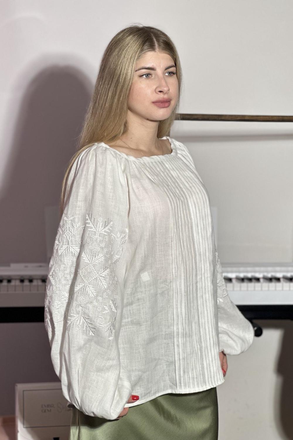Women's embroidered shirt white on white by the author's work
