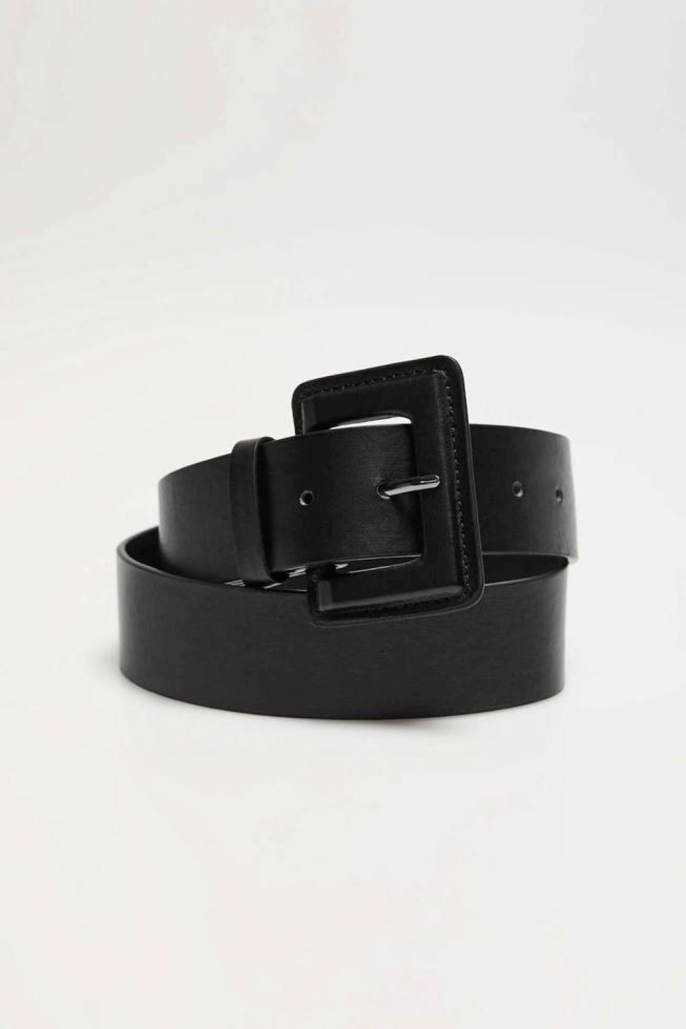 Black wide belt made of eco-leather