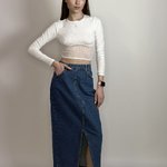 Спідниця джинсова міді з розрізами Solmar