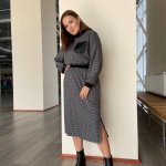 Сукня трикотажна сіра великого розміру в клітинку Petro Soroka