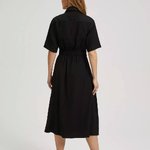 Black midi dress with patch pockets  MOODO