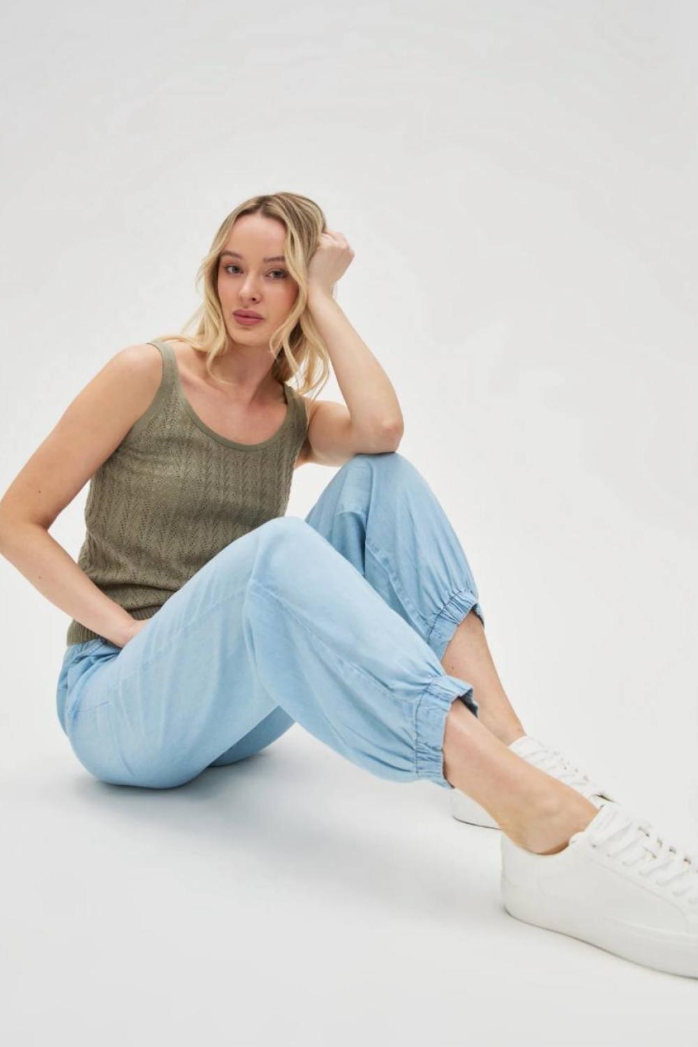 Blue lyocell pants