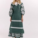 Khrystyna's embroidered dress of the author's work in emerald color