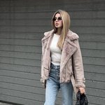 Sheepskin coat in mocha color
