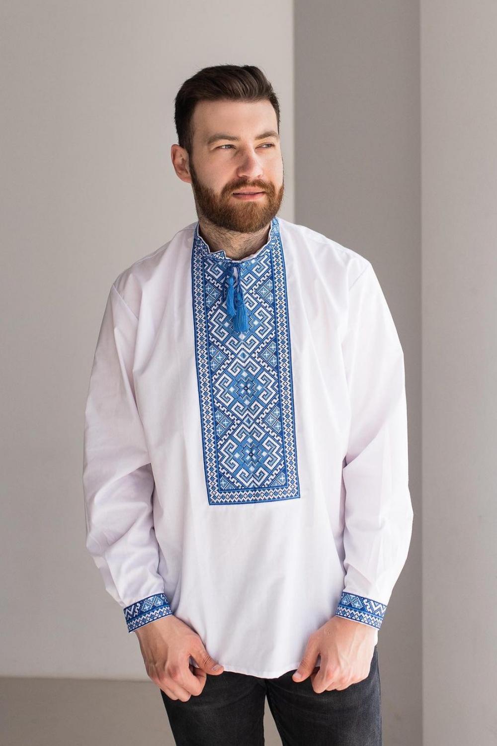 Вишиванка чоловіча біла Орнамент Merezhka