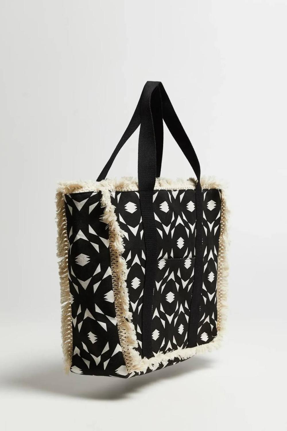 Black and white beach bag