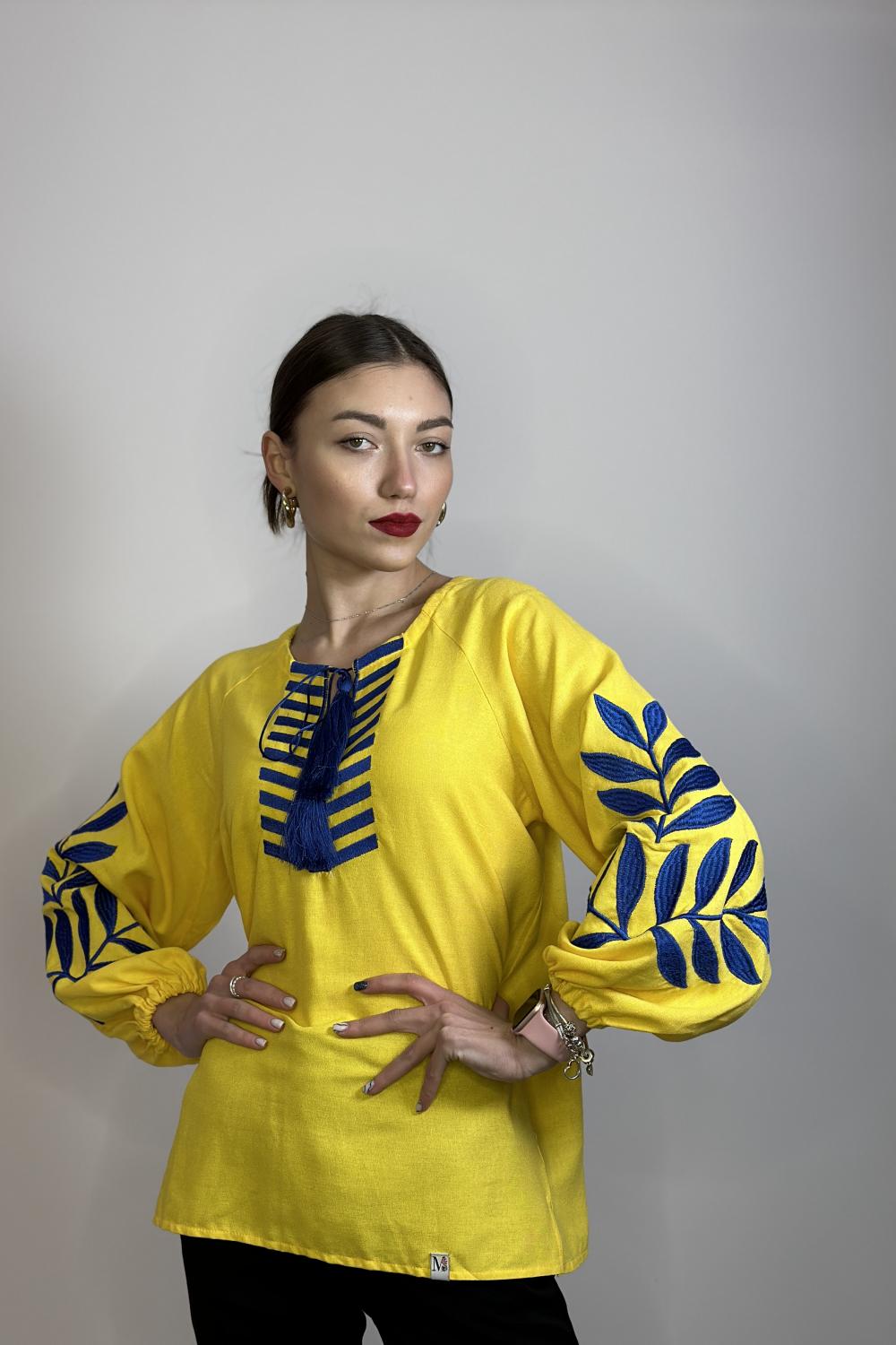 Yellow-blue embroidered Fern MEREZHKA