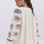 Ecru with black embroidery