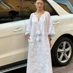 Сукня вишиванка жіноча дизайнерська біла довга EMBROIDERED GEM