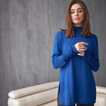 Джемпер з розрізами синій Bellise 2443