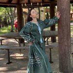 Сукня-вишиванка зелена лляна авторської роботи EMBROIDERED GEM