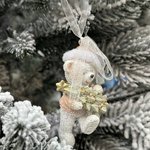 New Year's hanging toy / Teddy bear with a Christmas tree. 9 cm