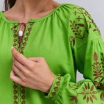 Жіноча вишиванка зелена з шоколадною вишивкою 32986_greeni