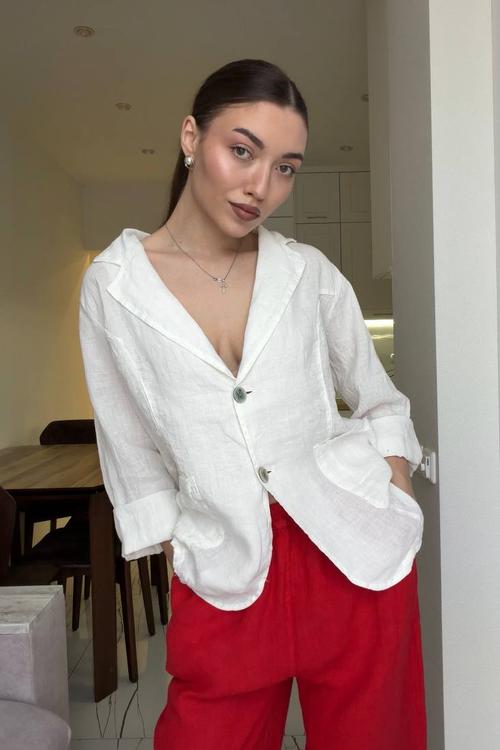 White linen jacket white_long