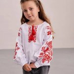 Вишиванка дитяча Птахи червона