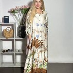 Silk milk dress with a print