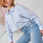 Shirt curtis blue striped cropped STIMMA