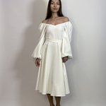 Сукня кльош коктельна молочна Lavanda