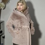 Powder pink faux fur coat