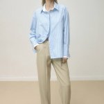 Classic blue shirt with white stripes cotton STIMMA