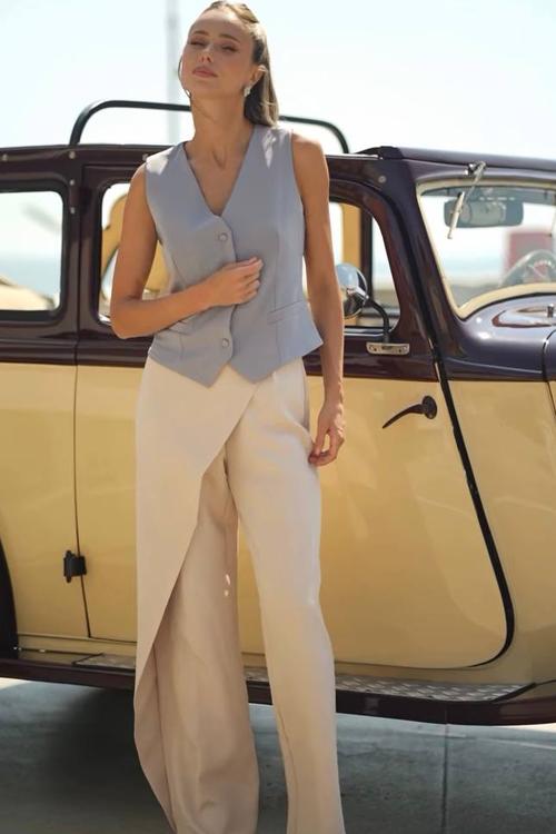 Nude loose-fit pants with a wrap 444_nude
