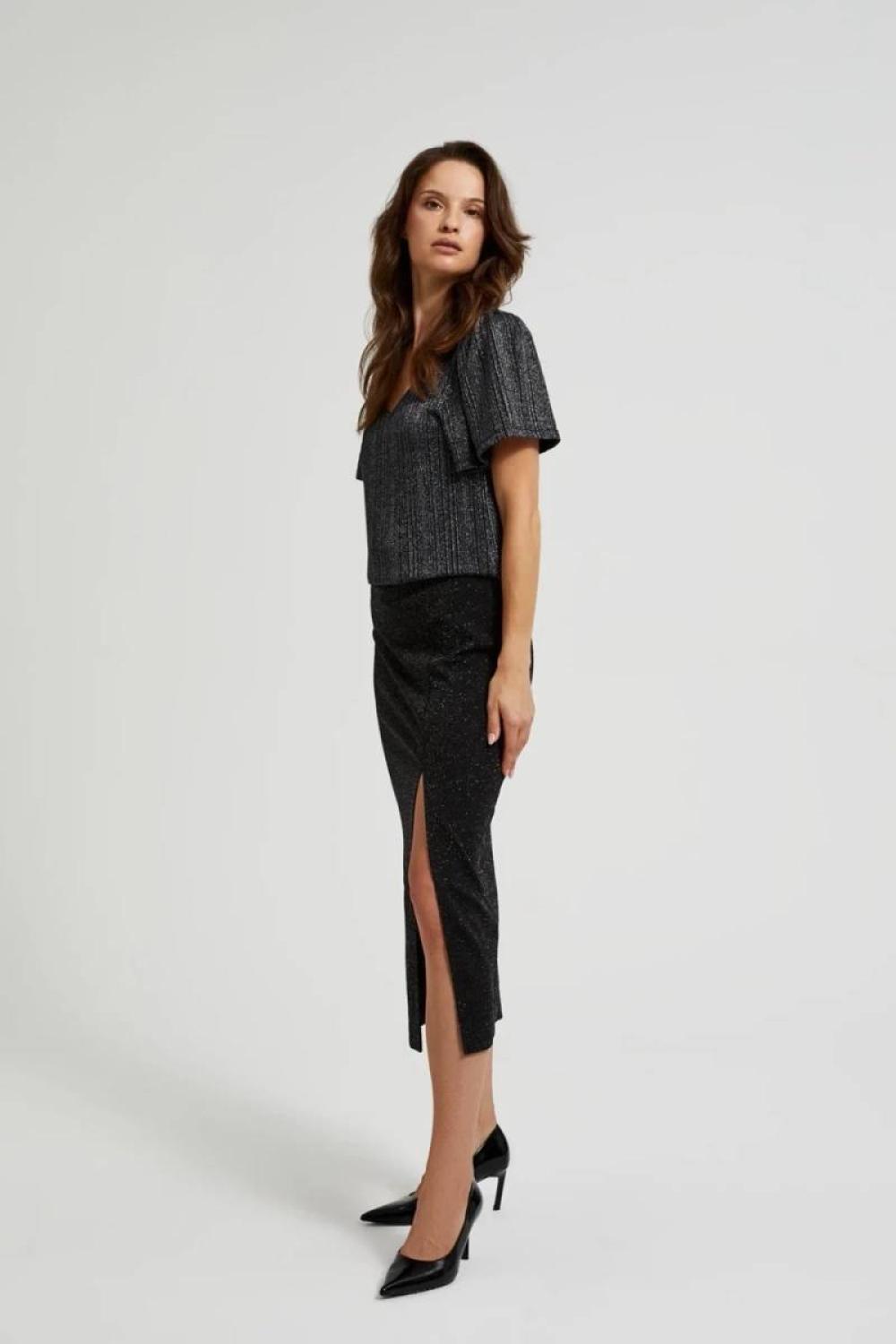 Black skirt with velour slit Z-SC-4215-L-realiz