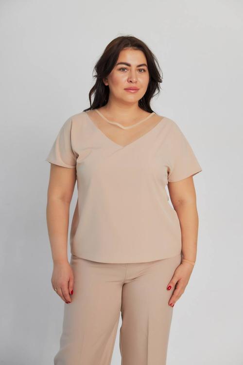 Women's beige blouse large size